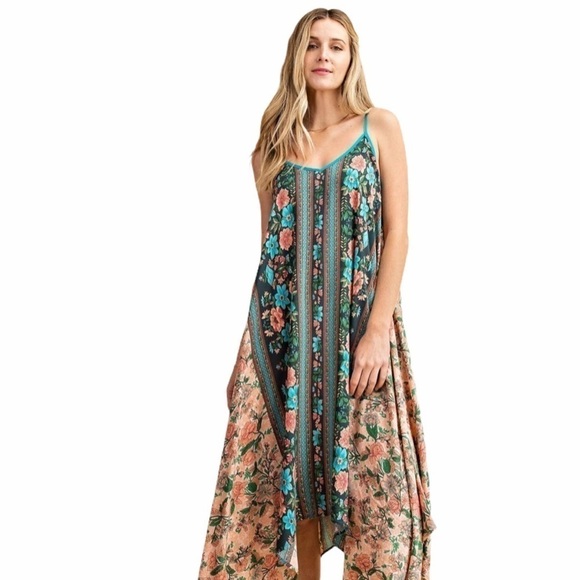 NWT Kori Flower Mixed Dress Handkerchief Hem med - Picture 10 of 13